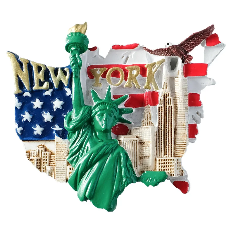 Magnetic Fridge Magnets Tourist Souvenirs America Statue of Liberty USA Flag New York 3d Refrigerator Fridge Magnets Collection Gifts