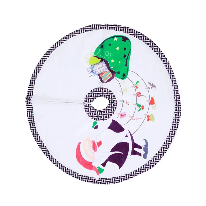 90cm Christmas Tree Skirts Santa Claus Pattern High-Grade Non-Woven Fabric Apron Tree Skirt Mats For Christmas Decorations Party