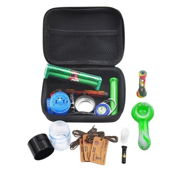 

Tobacco Bag Set Plastic Herb Grinder Storage Tin Silicone Smoking Pipe One Hitter Rolling Machine Glass Tips Man's Gift new ZA