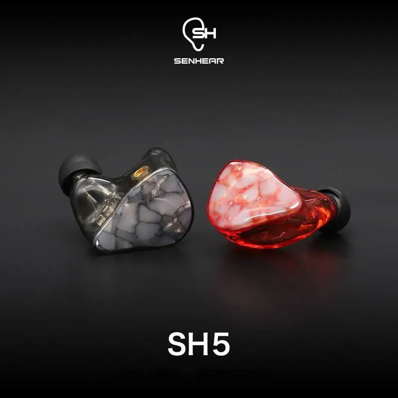 Senhear SH5 5 Balanced Armature Noise Cancelling DJ Monitor Studio Hifi Music Bass Audiophile Earphones Earbuds Detachable Cable