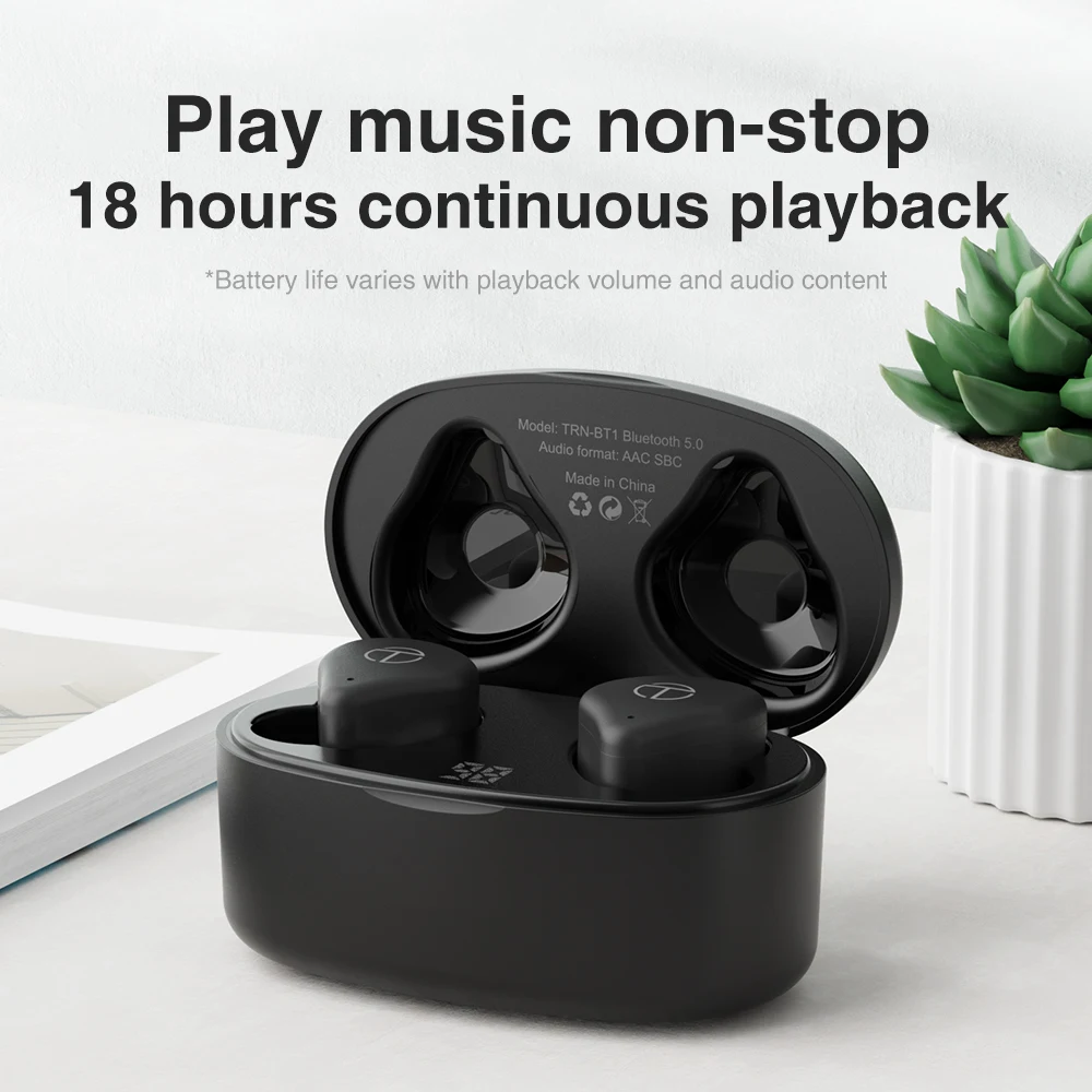 TRN BT1 TWS Bluetooth 5.0 Wireless Headphones Hifi Hybrid Drive In Ear Earphone Gamer Sport Waterproof Headset TRN T300 T200 bluetooth headphones