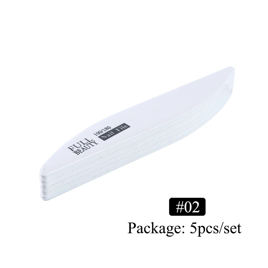 STZ 5pcs 100/180 Professional Sandpaper Nail File For UV Gel Polish Straight Curved Sanding Buffer Block Manicure Tools#1535-1