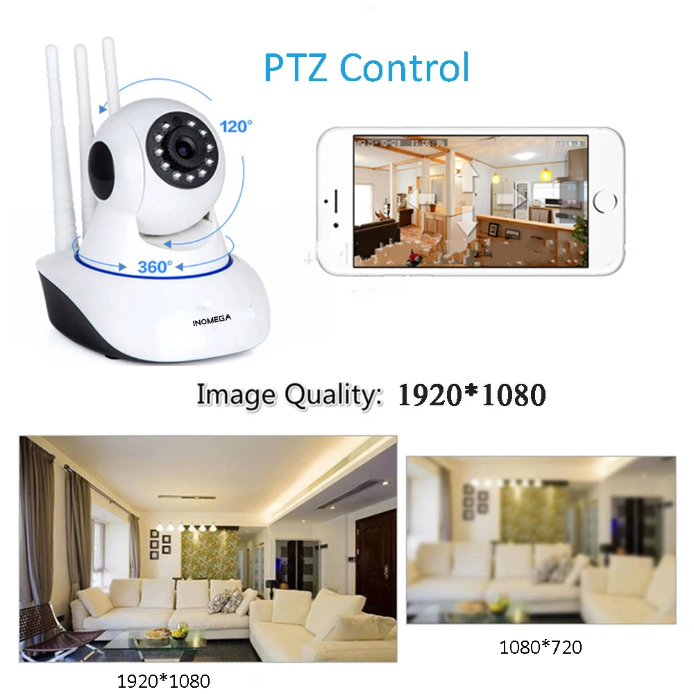INQMEGA 1080P 720P 2M домашняя ip-камера безопасности Беспроводная PTZ компактная камера видеонаблюдения Wifi Camara CCTV ИК-радионяня AudioRecord