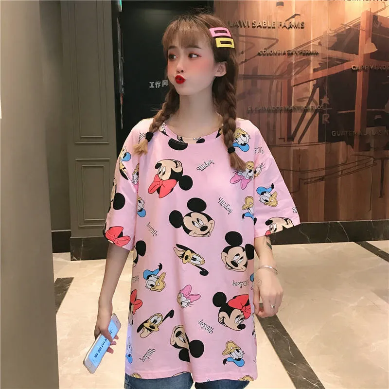 Ulzzang шикарная футболка для девочек с мультяшным принтом уличная женская летняя повседневная футболка уличная Милая кавайная женская футболка в японском стиле