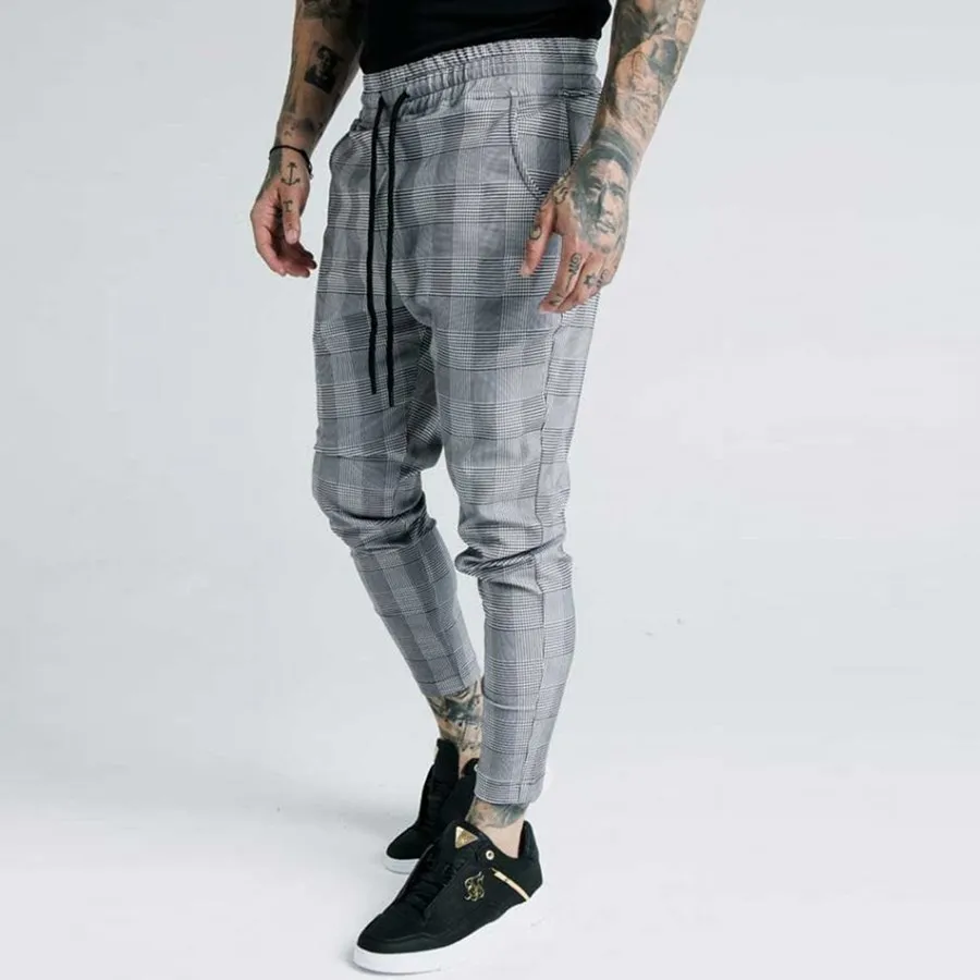 Mens Joggers Casual Skinny Plaid Pants Men Autumn Sweatpants Bottom Trousers Streetwear Brand Clothing Track Jogger Joggers Men