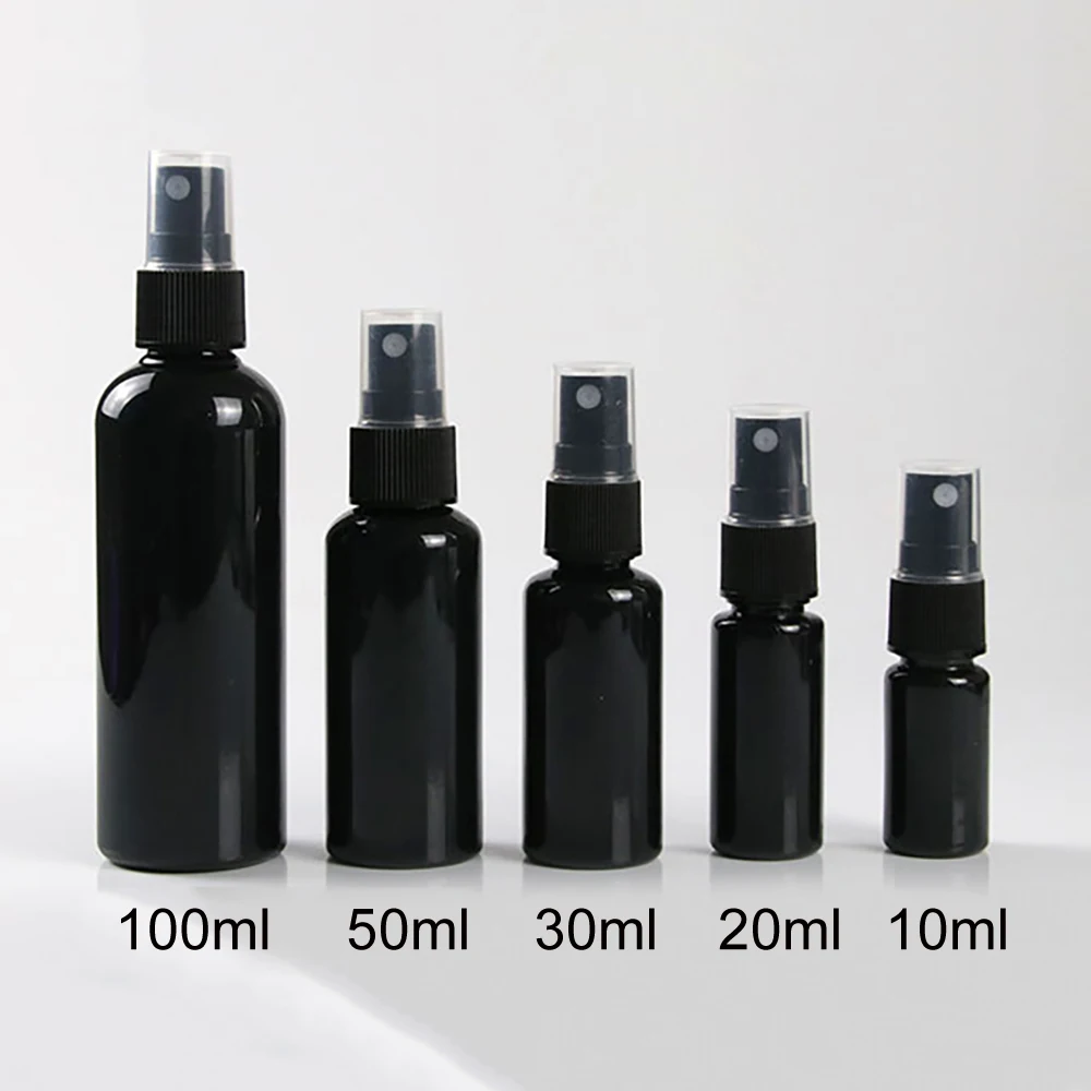 

Black Spray Bottle 10ml 20ml 30ml 50ml 100ml Empty Plastic Perfume Water Sprayer Container Cosmetic Makeup Face Toners Packaging