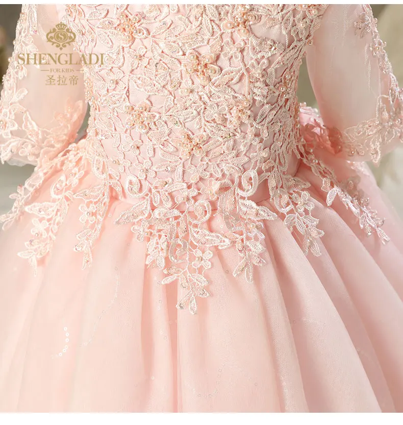 Dresses of Bride Fellow Kids Women's Summer Long Sleeve Children Wedding Dress Girls Princess Skirt Long Big Boy Host Costume Sp
