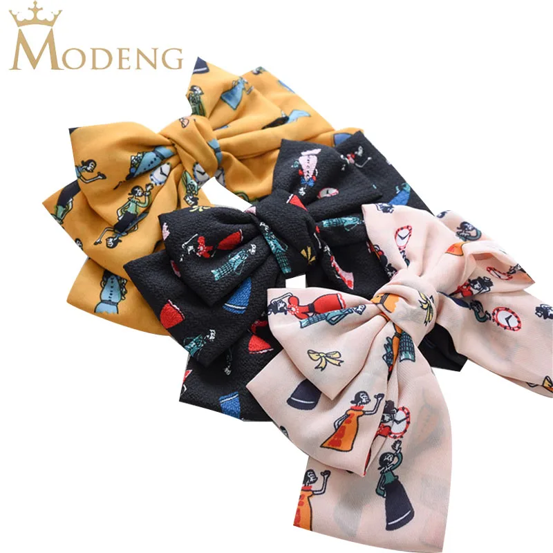 

Fashion Variety Of Printed Bows Hairpin Soft Chiffon Hairgrips Women Oversized Double Bow Hair Clip Barrette Hair Accessories