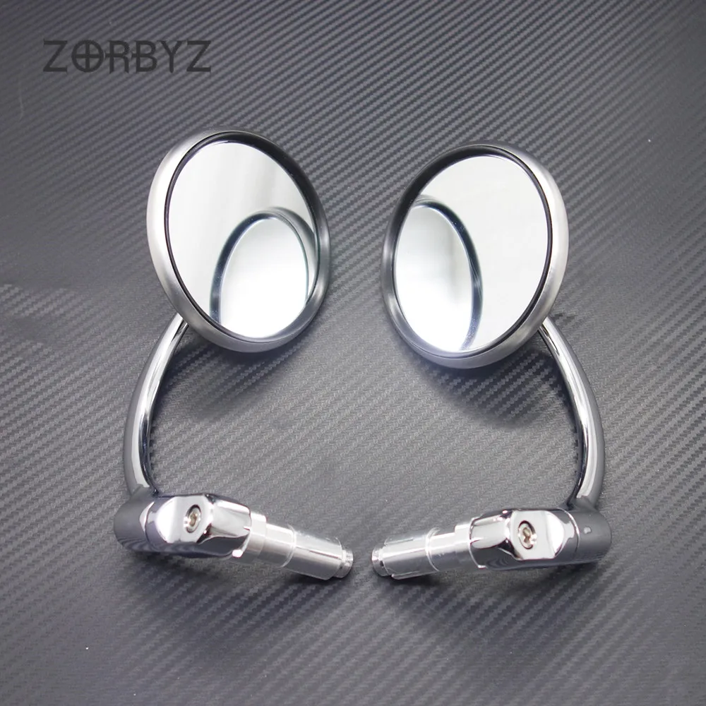 ZORBYZ мотоцикл 7/" 22 мм серебряные круглые зеркала Ручка Бар Конец сторона зеркало заднего вида для Kawasaki Suzuki Кафе Racer на заказ