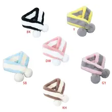 65x8,5 см, детские полосы контрастных цветов, крестообразная петля, воротник, шарф, детский утепленный Пушистый Плюшевый зимний шарф с помпоном