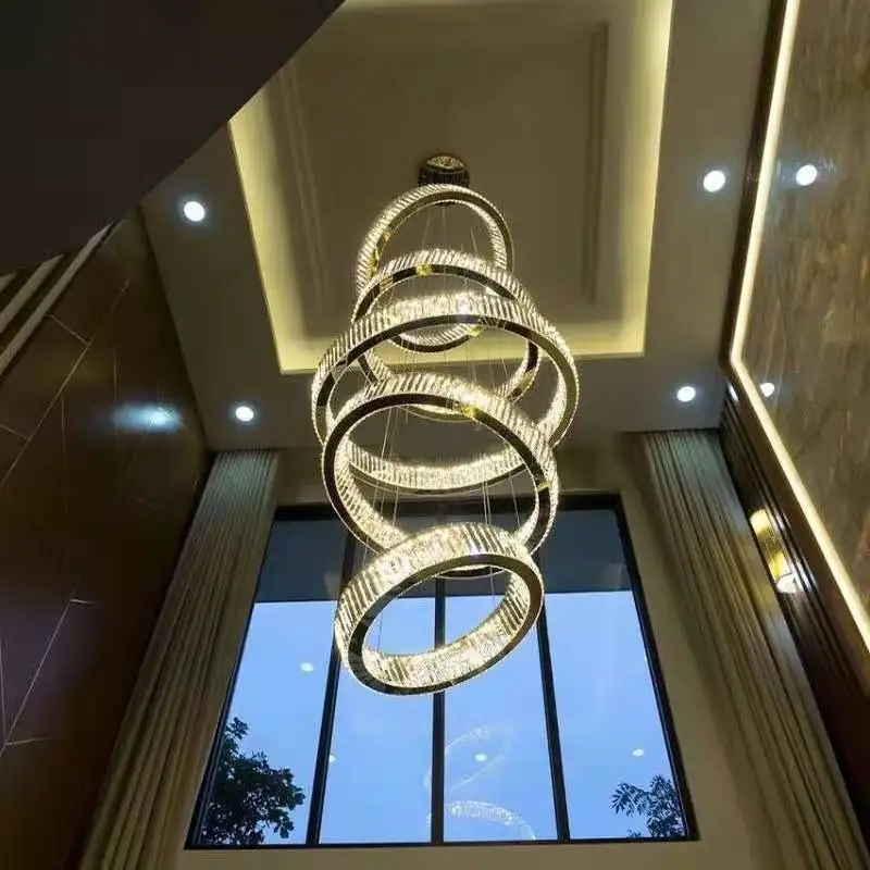 

2021 Luxury Modern Chandelier Lighting Large Stair Light LED Crystal Lamp For Home Decoration Lighting Fixtures