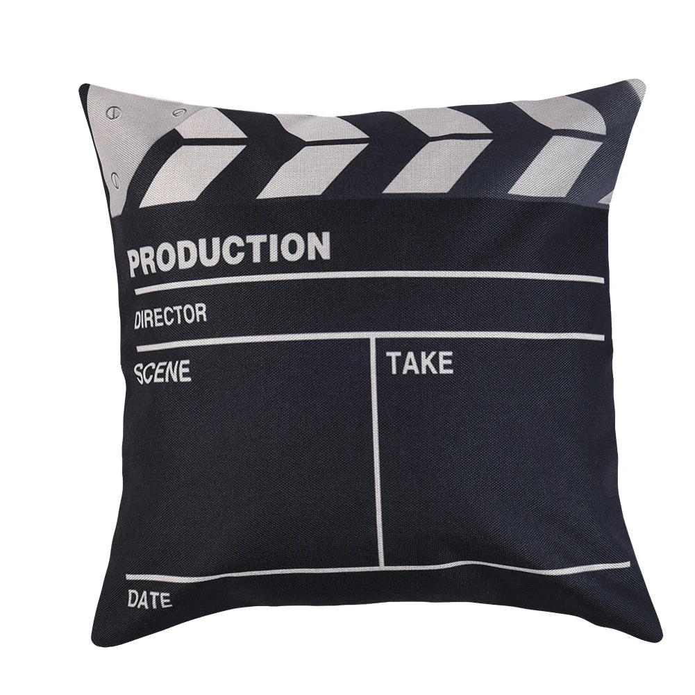 2pcs 45*45cm Throw Pillow Case Set Cotton Home Decor Linen Pillowcase Cushion Cover with Invisible Zipper Movie Theater Pattern |