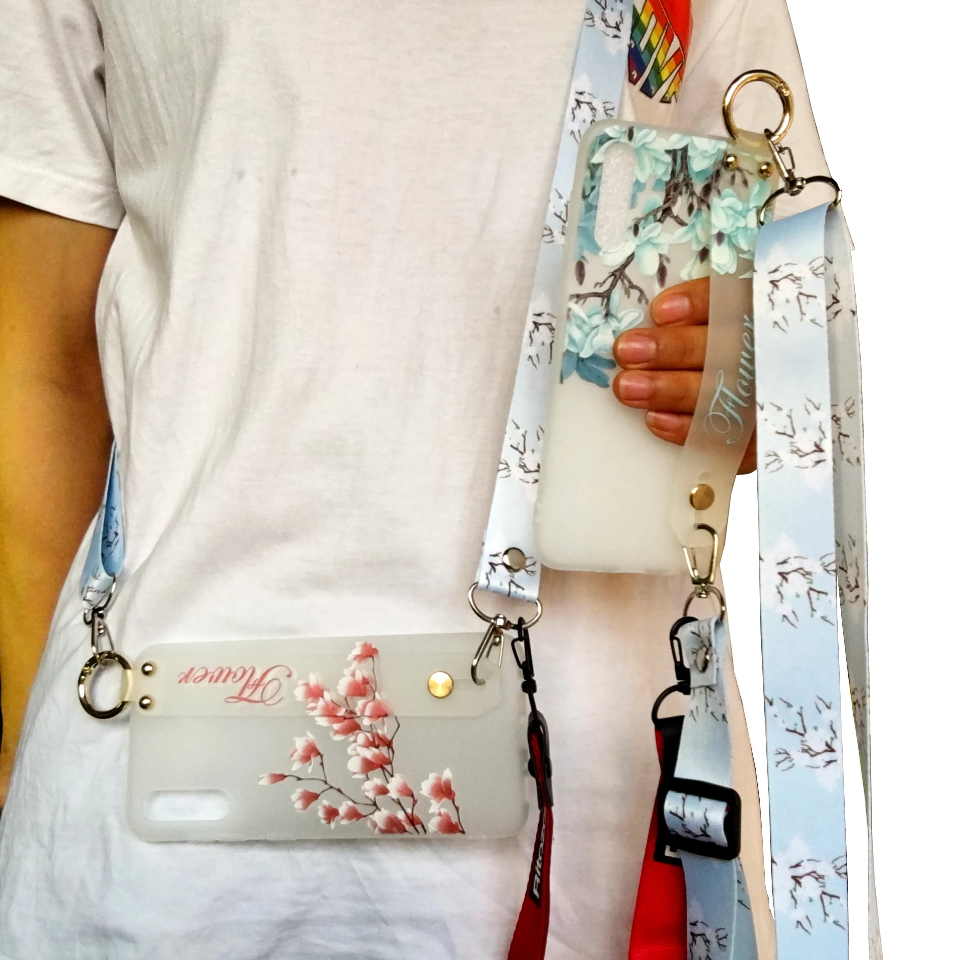 

silicone case for samsung galaxy A70 50 40 30 20 10 note 10 pro 8 9 s10 s8 s9 plus M20 case cover flower wristband holder strap