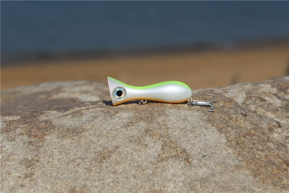 Le fish, большая игровая приманка, 97 мм, 33 г, новинка, Поппер, рыболовные приманки, верхняя водная жесткая приманка, 3D глаза, большой рот, Поппер, приманка с крюком VMC 9626 - Color: Color D