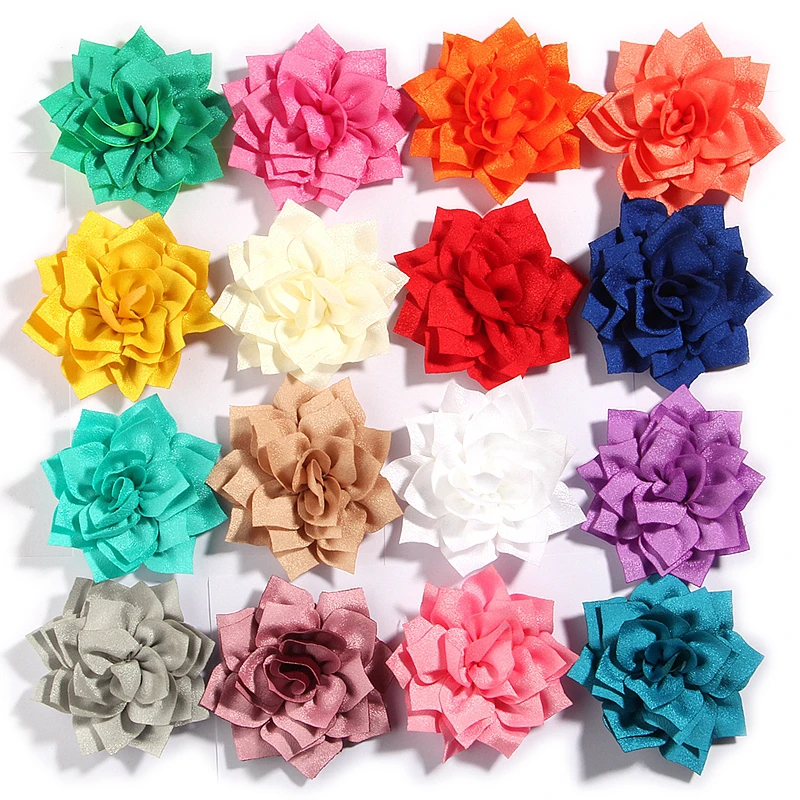 

10PCS 7.5CM 2.95" Fashion Lotus Fabric Hair Flower For Headbands Satin DIY Flowers For Hair Accessories Wedding Decor