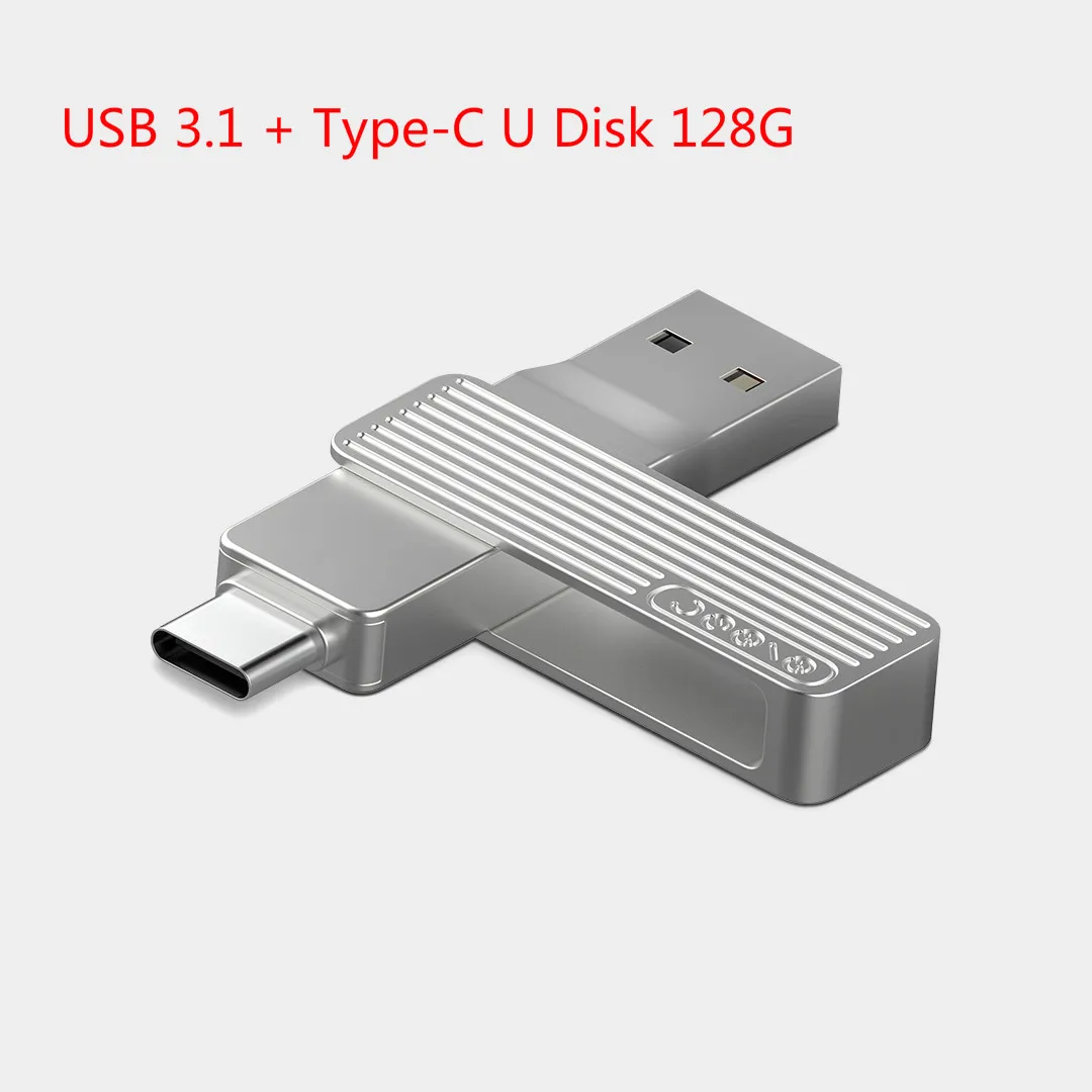 Type-C USB 128G Xiaomi USB 3,1 U накопитель OTG металлический флеш-накопитель с разъемом MFi Lightning/type-C для iPhone 11 Pro/11/XS/X/8/7 - Цвет: Type-C USB 128G
