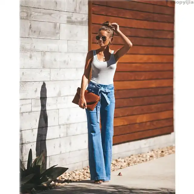 stretchy wide leg jeans