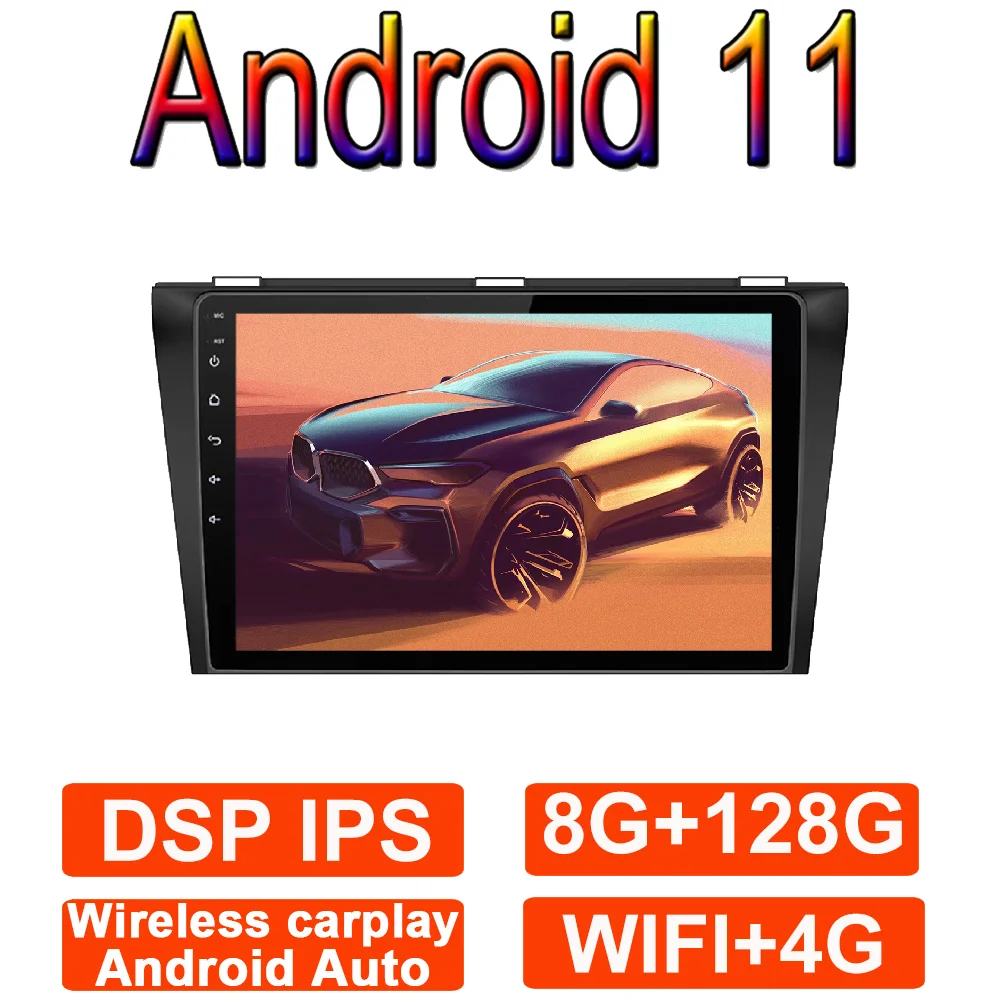 9'' GPS 8-coer 8+128G Multimedia Player Android 11 Auto IPS BT TEL DSP For Mazda 3 2004-2013 Car Radio Stereo Carplay Navigation |