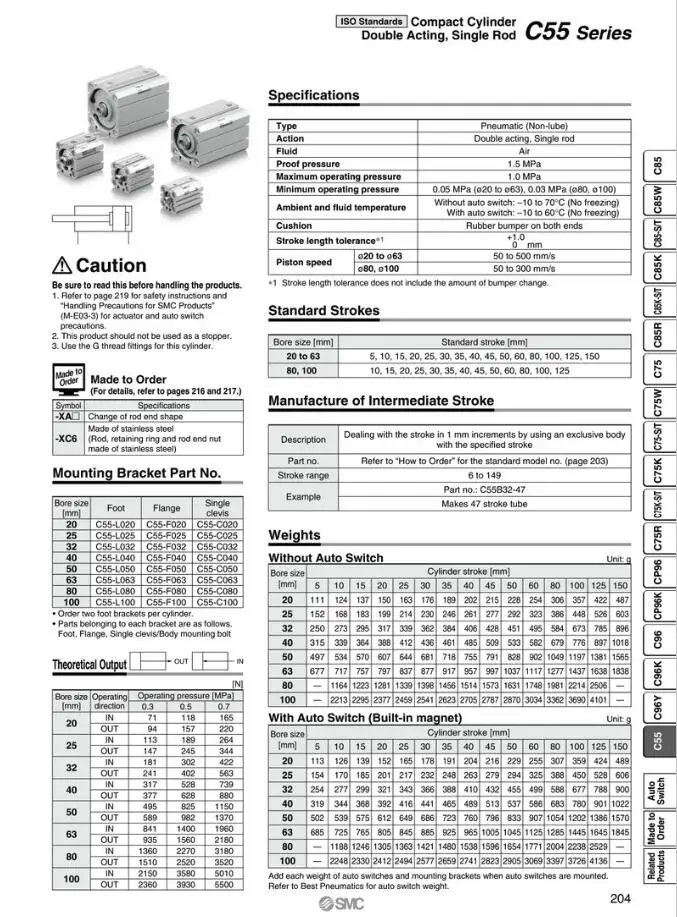 CD55B40-60 CD55B40-80 CD55B40-100 CD55B40-125 CD55B40-150 SMC Compact Cylinder Double Acting Single Rod Through-hole CD55B series Both ends tapped common pneumatic components air tools