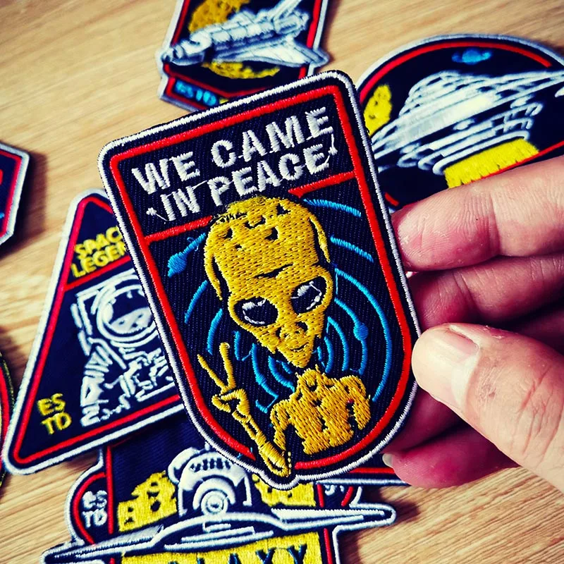 Вышивка/Космическая нашивка UFO Alien вышитые нашивки для одежды железные нашивки на одежду полоски Сделай Сам крючок петля швейная нашивка