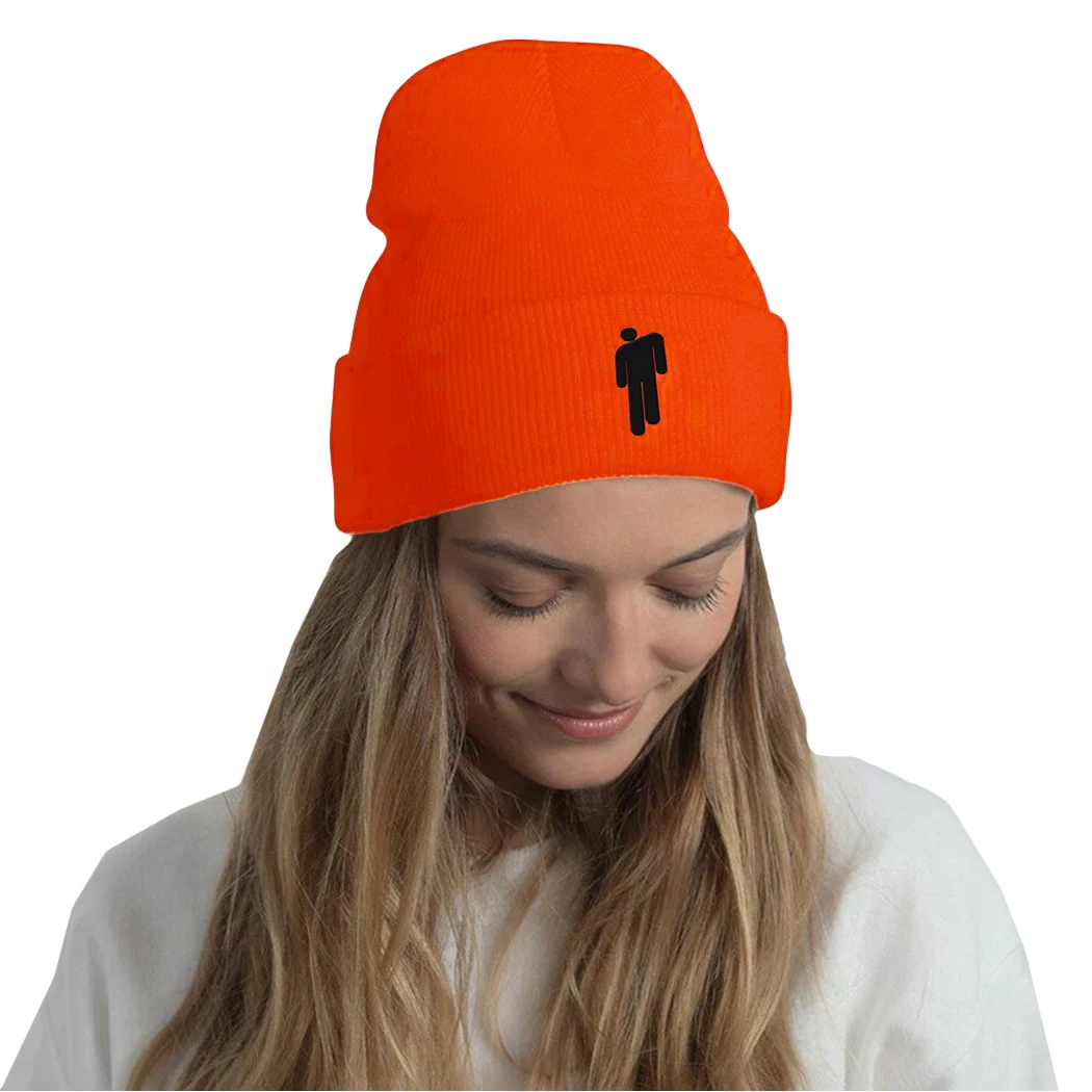 Orange Унисекс вязаный берет женские шапки цвет Billie Eilish зимняя вязаная шапка теплая зимняя хип хоп уличный стиль Skullies 18 цветов - Цвет: Orange