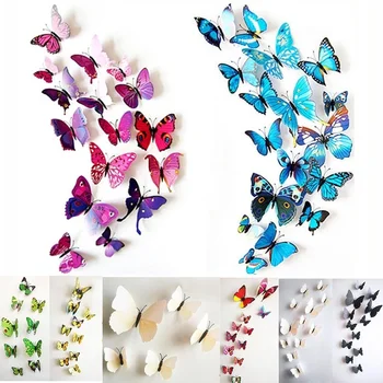 

12pcs PVC 3d Butterfly wall decor cute Butterflies wall stickers art Decals home Decoration room wall art