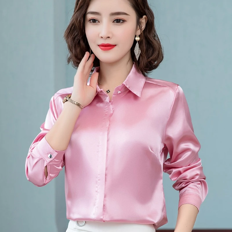 Pink silk shirt ladies Clearance