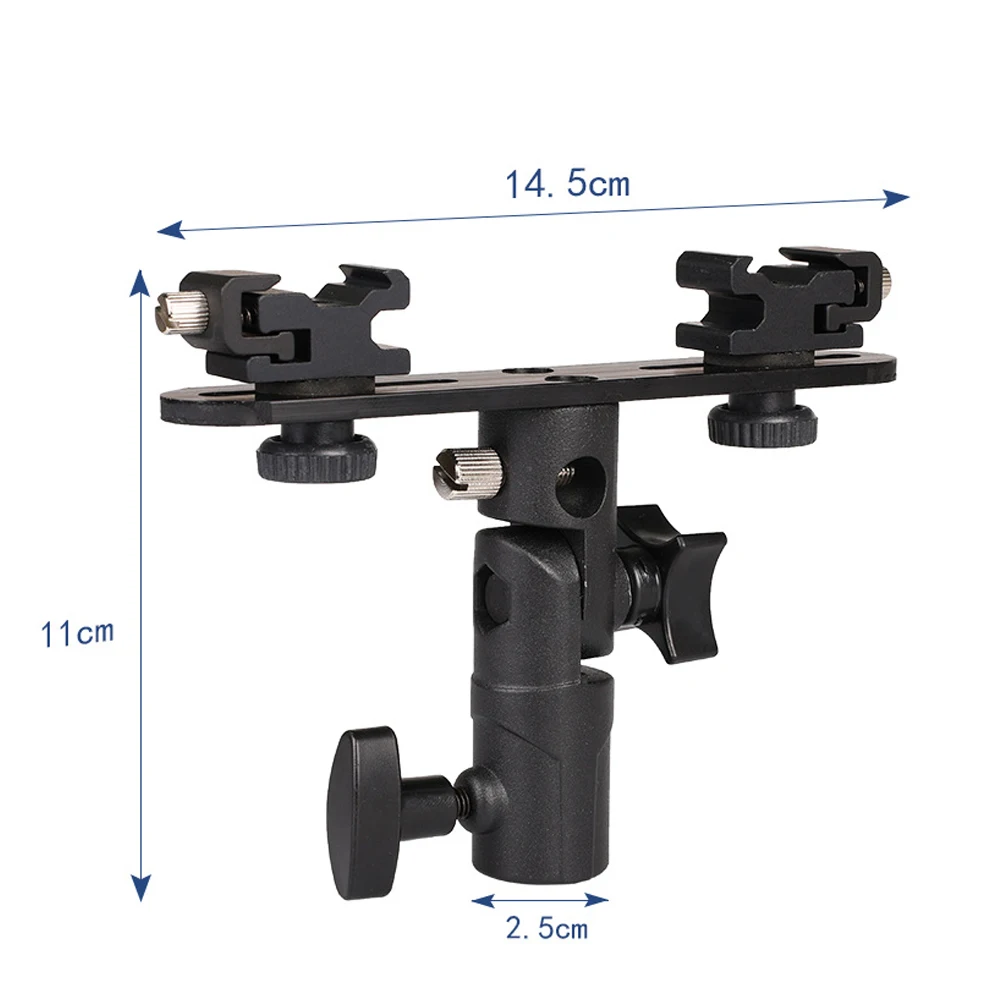 2 Hot Shoe Mounts Camera Flash Bracket Umbrella Holder Stand For Canon Nikon Sony Speedlite Monitor Microphone Monitor Camcorder
