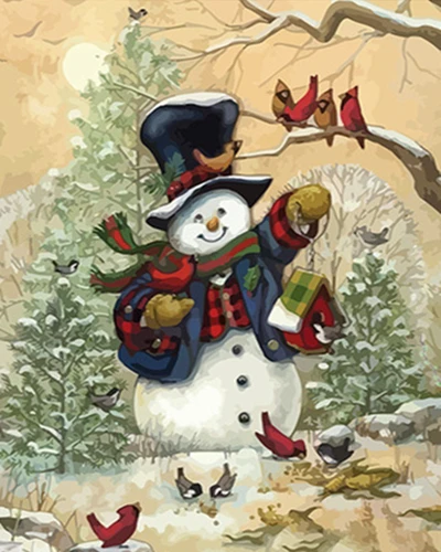 HUACAN краска по номерам Снеговик картины краски на холсте Ручная Краска ed Рисование маслом DIY зимнее искусство домашнего декора Рождество - Цвет: SZGD596