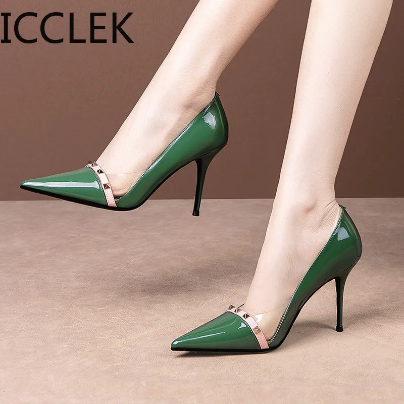 Patent Leather Sexy Heels Shoes Pointed 