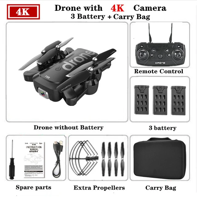 4K 3 Battery Bag KEELEAD F88 Дрон 4K wifi FPV двойная камера Дрон RC Квадрокоптер профессиональный оптический поток 18 мин Время полета складной Дрон VS SG106 - Цвет: 4K 3 Battery Bag