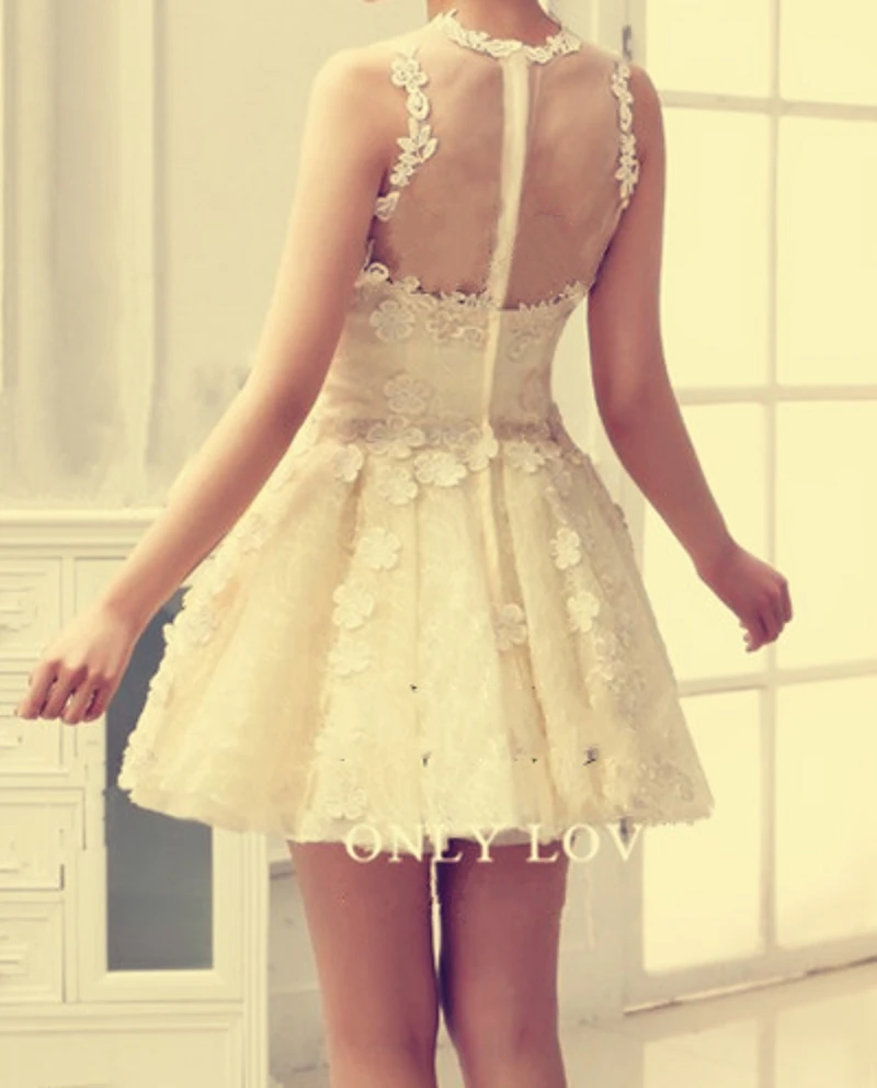 Горячая Распродажа, новинка, коктейльные платья шампанского, Vestido de Festa, Короткие мини-платья с аппликацией, вечерние платья для выпускного вечера