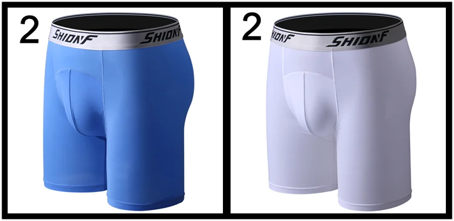 Shionf 7XL шелк льда антифрикционные ноги 4 шт. длинное нижнее белье Фитнес удобные мужские трусы тонкие стрейч боксеры мужские трусики - Цвет: 2L 2W