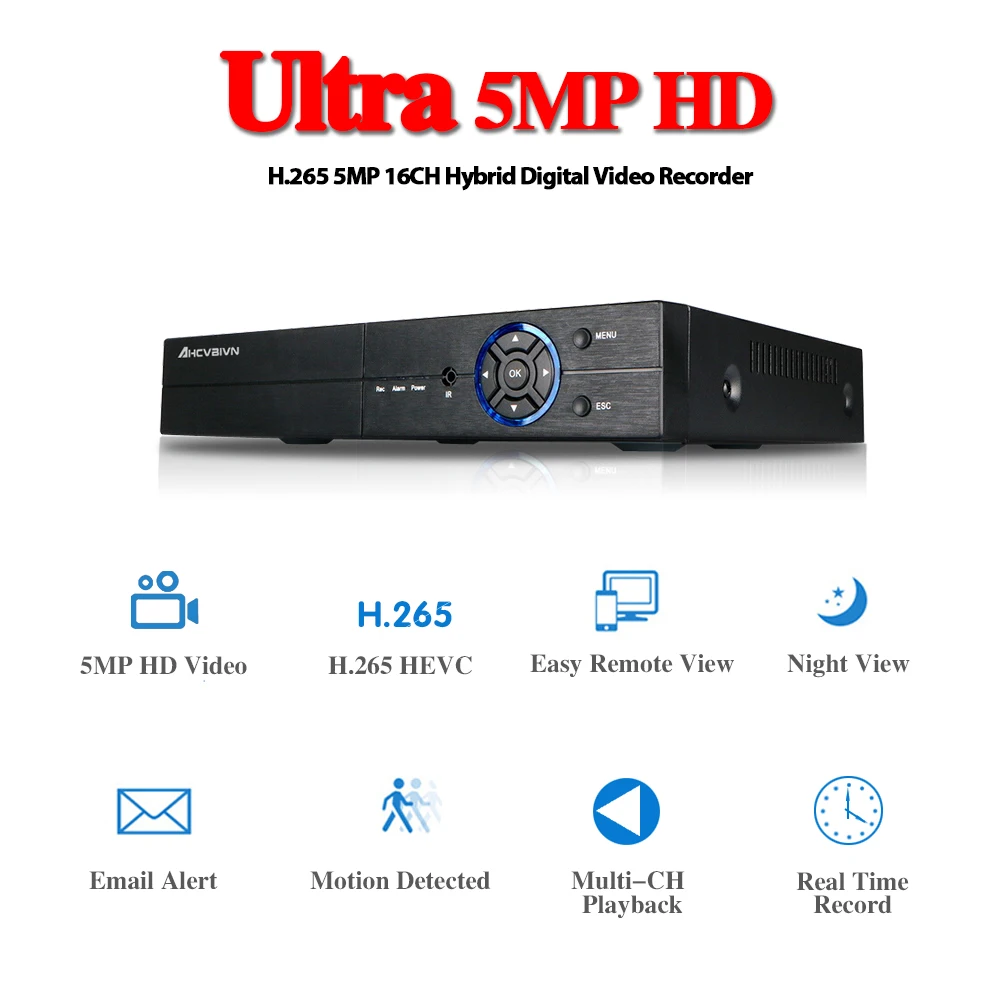 Гибридный видеорегистратор XMeye Hi3531D H265 + 5 МП 4 16 каналов в 1 TVi CVI NVR AHD CCTV 3G Wi Fi