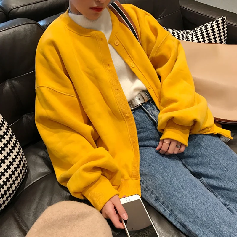 

Hoodie Women Plus Size Crewneck Sweatshirts Yellow Black Kawaii Women's Hoodies Zip Up Pastel Clothes Friends Tops Harajuku 2020