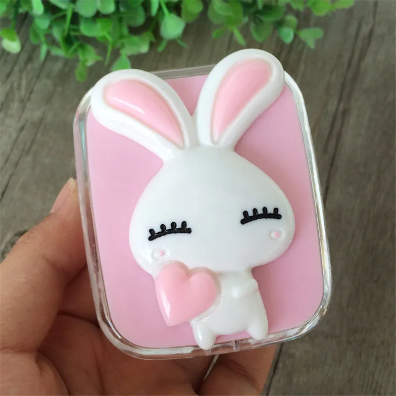 IMIXLOT дизайн простой милый кролик пластик контактные линзы коробка держатель переносные очки Чехол для лучшего друга подарки - Цвет: 0144C