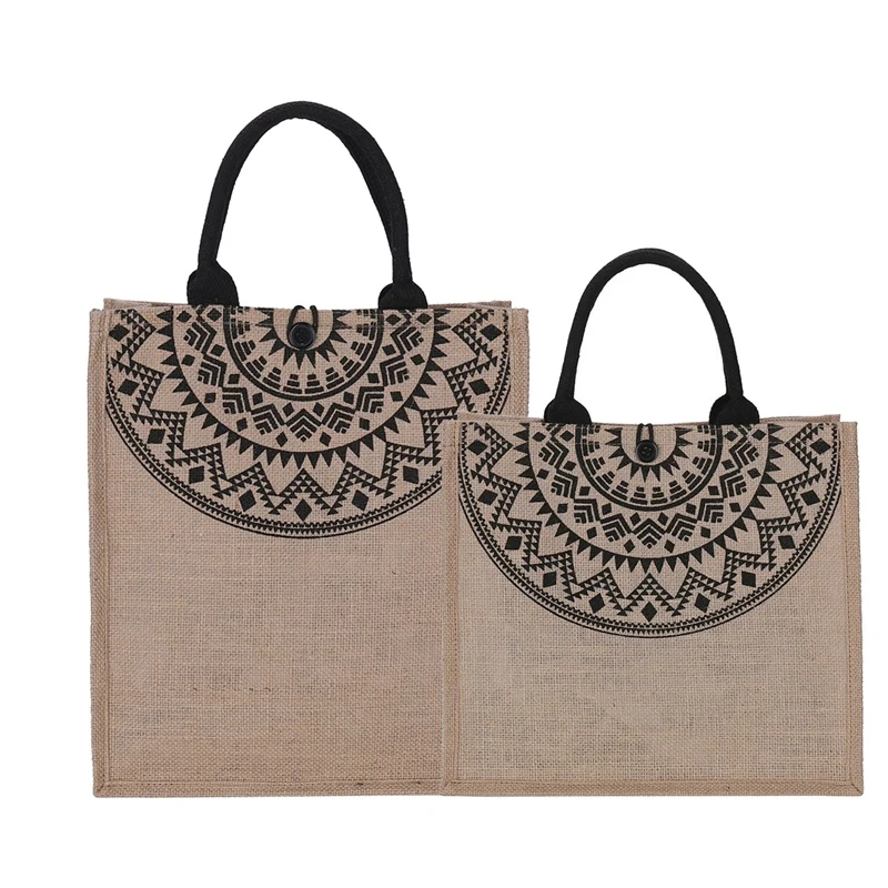 

Cotton Linen Japanese Ethnic Style Retro Handbag Reusable Unisex Khaki