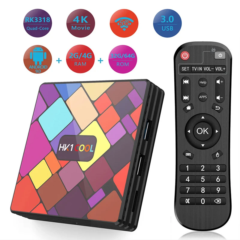 HK1 Cool Android 9.0 TV Box 4GB 128GB USB3.0 bluetooth 4.0 1080P 5G WIFI 4K Set Top Box Support Smart IPTV Netflix YouTube Googl
