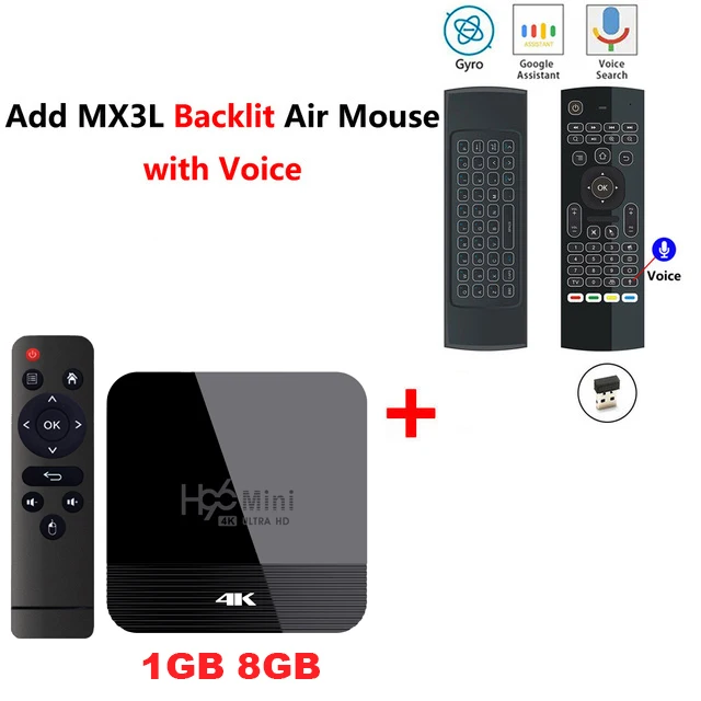 1G8G MX3 Backlit Smart tv Box H96 Mini H8 Android 9,0 2G 16G RK3228A 2,4G/5G двойной wifi BT4.0 4K HD телеприставка Google Youtube Smart медиаплеер - Цвет: 1G8G MX3 Backlit
