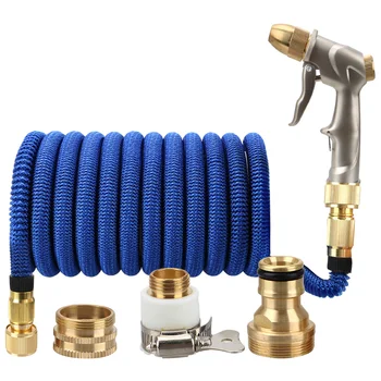 

LEEPEE Adjustable Nozzle Metal Spray Gun flexible Car Wash Hose 25FT-100FT Garden Hose Telescopic Magic Hose High Pressure