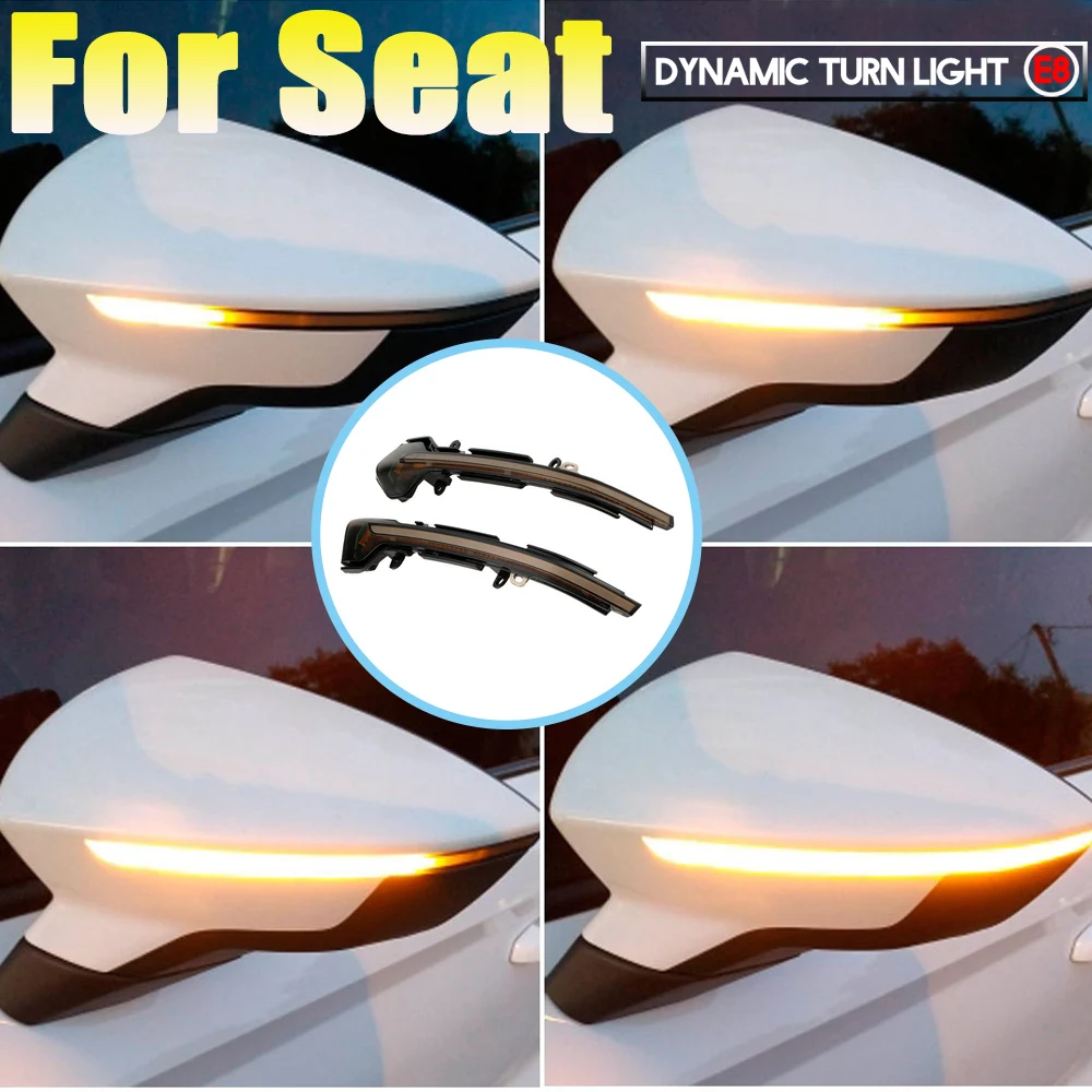 

For Seat Leon III Mk3 5F ST FR Cupra 2013-2018 Arona KJ7 LED Side Mirror Indicator Blinker Light Dynamic Turn Signal