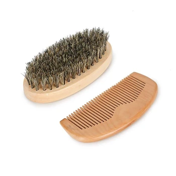 

Beard Comb and Beard Brush Set, Wooden Handmade Natural Boar Bristle Brush and Wood Beard Comb for Men