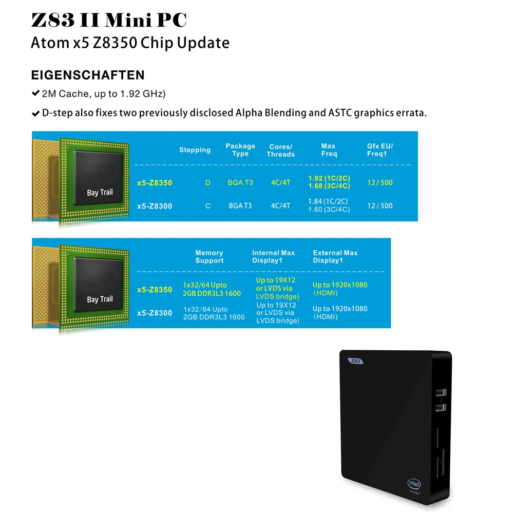 Z83 II Мини-ПК портативный Bluetooth многоязычный wifi высокая эффективность домашняя простая установка 4G+ 64G черный офисный процессор низкой мощности