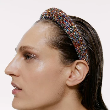 

Girls Shiny Luxury Rhinestone Hair Band High Quality Rhinestone Hair Hoop Jewelry Accessories For Women Crystal Ornaments F18521