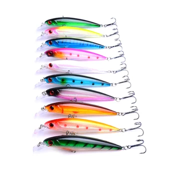 

10PCS Minnow Fishing Lure 11CM 13.5g 4# Hooks Hard Bait Bass Fresh Salt Water