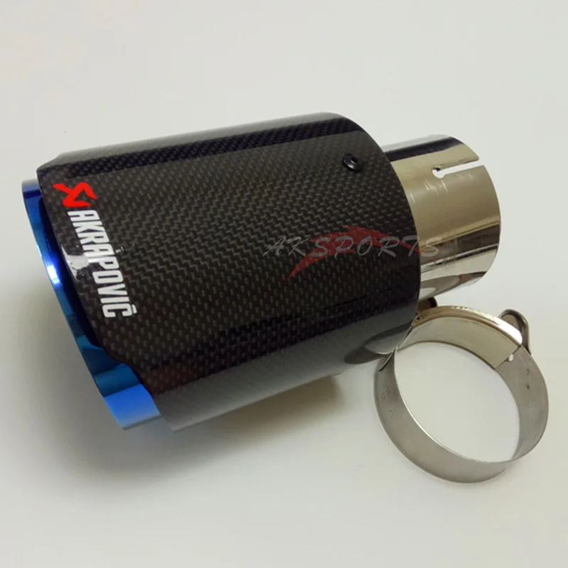 1 шт. Akrapovic автомобильные выхлопные трубы глянцевый карбоновый глушитель наконечник хвостового конца Универсальный прямой фланец из нержавеющей стали синий