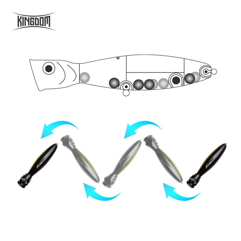 Наживка для рыбы Kingdom жесткая наживка topwater Popper 8cm9.5g 10cm16g 13cm36g плавающая с крючком