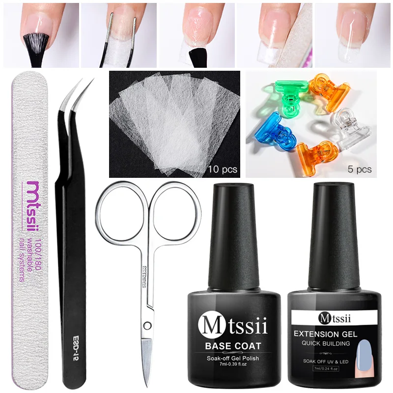 1 Set Gel Nail Fiber Glass Prepared for Extensions Nails Base Top Coat Art Tips | Красота и здоровье