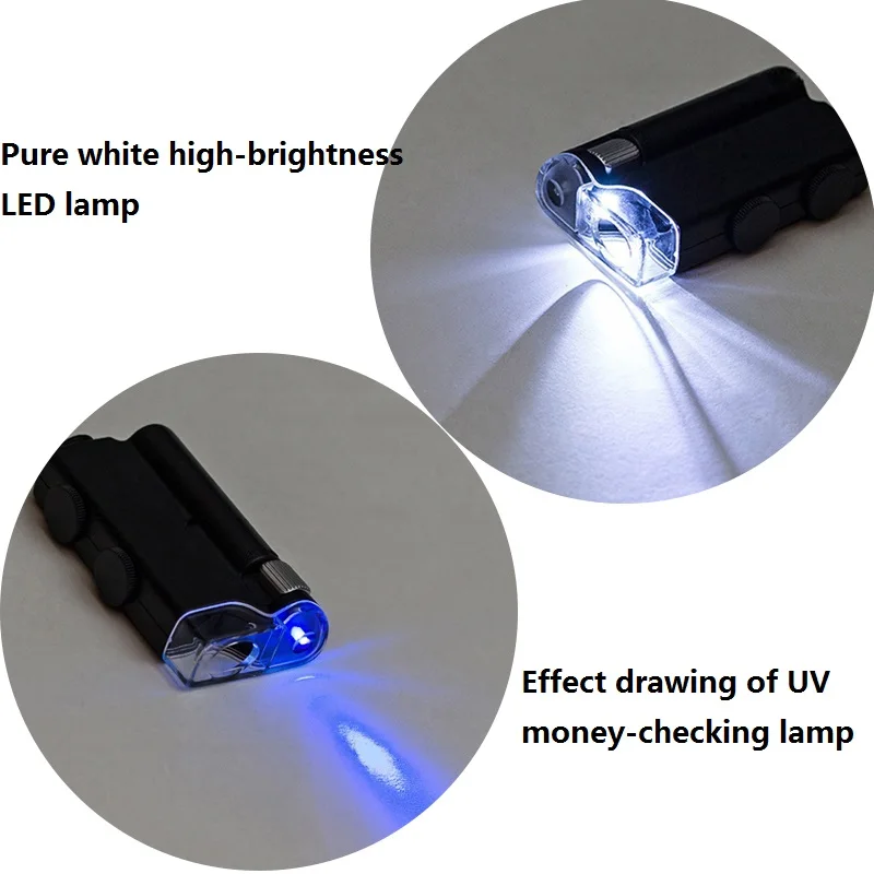 Mini Handheld Microscope 200X-240X Portable Microscope with LED Light UV Lamp Loupe Zoom Magnifier Wide Angle Jewelry Microscope