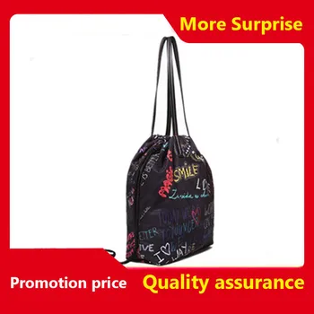 

Spanish Fashion Brand Women's Graffiti Pull-Belt Light Drawstring Bag Funny Packs Shoulder Bag Bolsos Mujer De Marca Famosa 2020